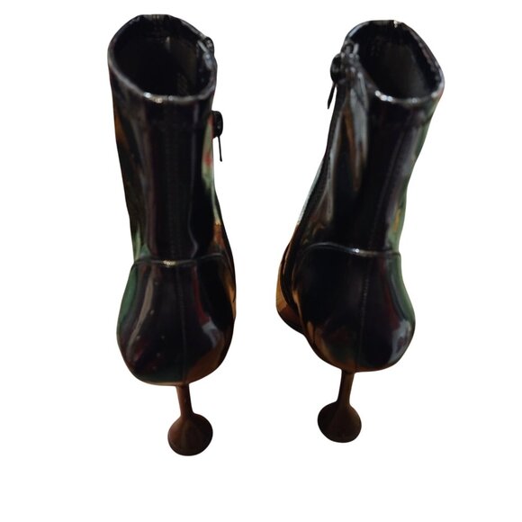 Black Patent Leather Ankle Boots With Hourglass Heels 8.5M By INC International - Picture 3 of 12